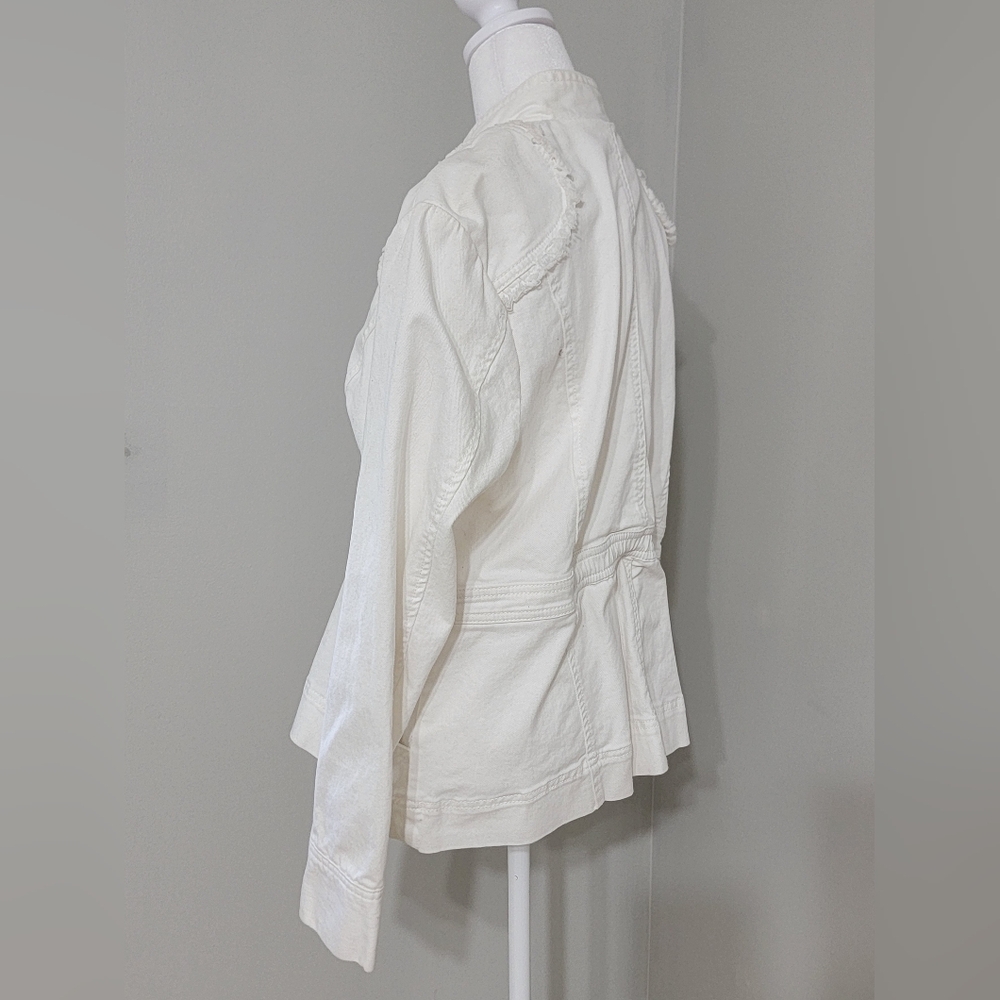 ALLEN B. By Allen Schwartz White Denim Jacket Women's Size Large - Picture 8 of 9